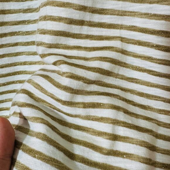 Chico’s Gold Sparkle Striped V-Neck Top Size XS - Picture 6 of 8